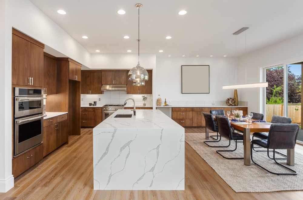 Modern Kitchen Countertop with dinning table
